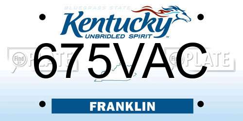 675VAC Kentucky License Plate