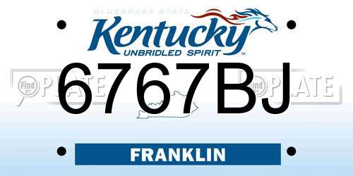 6767BJ Kentucky License Plate