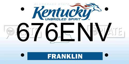 676ENV Kentucky License Plate