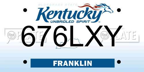 676LXY Kentucky License Plate