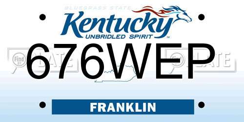 676WEP Kentucky License Plate