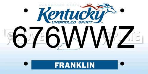 676WWZ Kentucky License Plate
