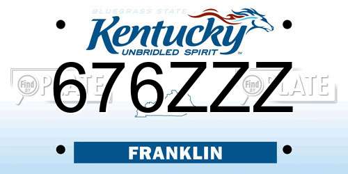 676ZZZ Kentucky License Plate