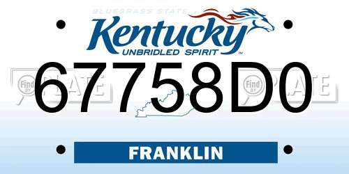 67758D0 Kentucky License Plate