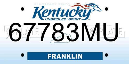 67783MU Kentucky License Plate