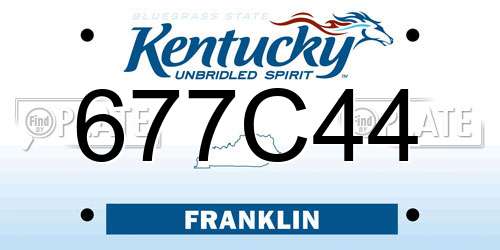677C44 Kentucky License Plate