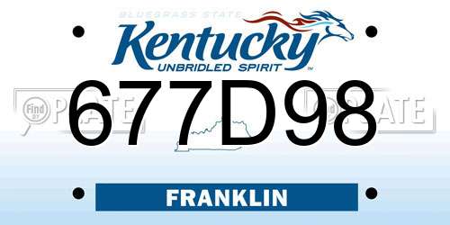 677D98 Kentucky License Plate