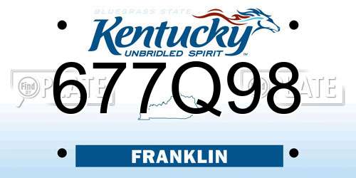 677Q98 Kentucky License Plate