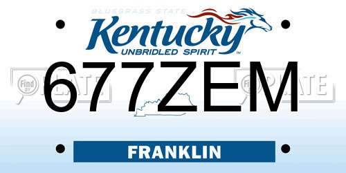 677ZEM Kentucky License Plate