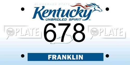 678 Kentucky License Plate