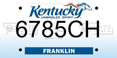 6785CH Kentucky License Plate