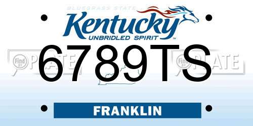 6789TS Kentucky License Plate