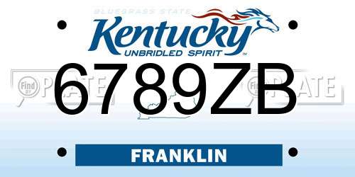 6789ZB Kentucky License Plate