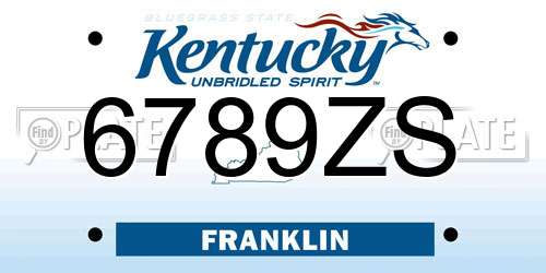 6789ZS Kentucky License Plate