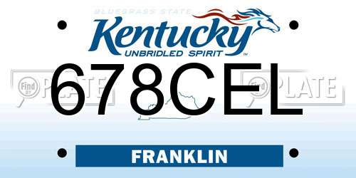 678CEL Kentucky License Plate