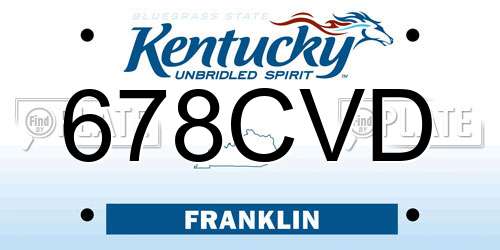 678CVD Kentucky License Plate