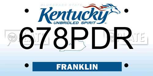 678PDR Kentucky License Plate
