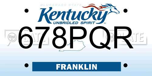 678PQR Kentucky License Plate