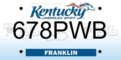 678PWB Kentucky License Plate