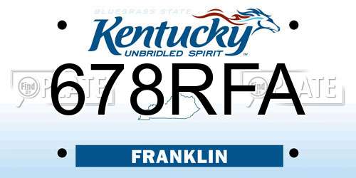 678RFA Kentucky License Plate