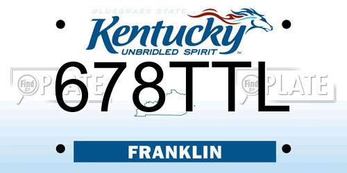 678TTL Kentucky License Plate