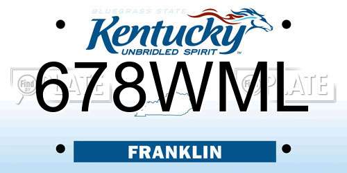 678WML Kentucky License Plate