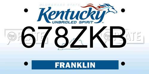 678ZKB Kentucky License Plate