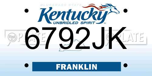6792JK Kentucky License Plate