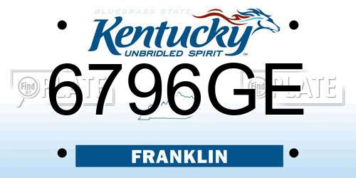 6796GE Kentucky License Plate