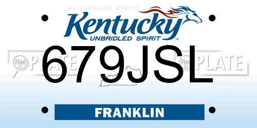 679JSL Kentucky License Plate