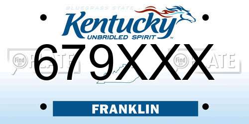 679XXX Kentucky License Plate