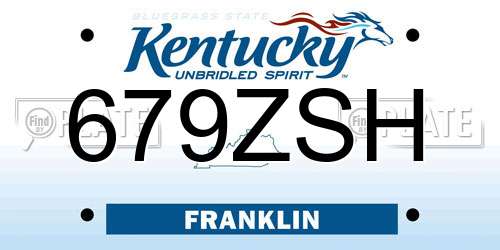 679ZSH Kentucky License Plate