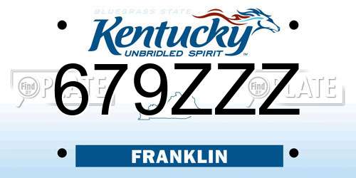 679ZZZ Kentucky License Plate