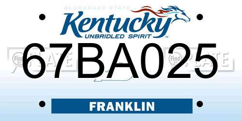 67BA025 Kentucky License Plate