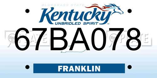 67BA078 Kentucky License Plate