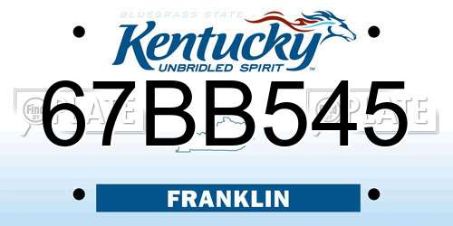 67BB545 Kentucky License Plate