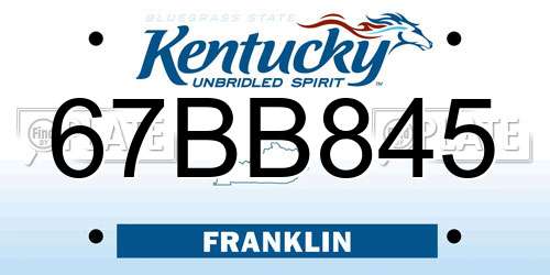 67BB845 Kentucky License Plate