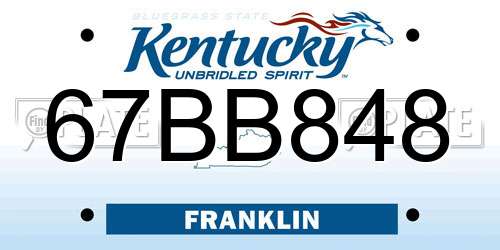 67BB848 Kentucky License Plate