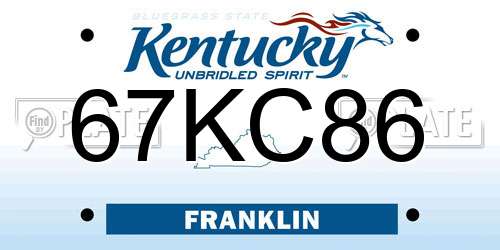 67KC86 Kentucky License Plate