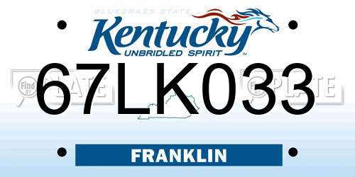 67LK033 Kentucky License Plate