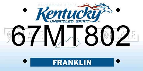 67MT802 Kentucky License Plate