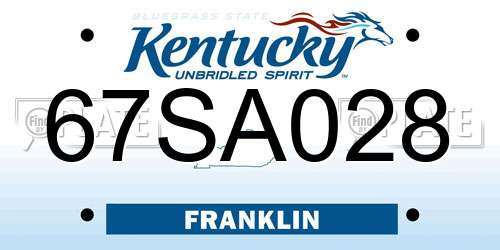 67SA028 Kentucky License Plate