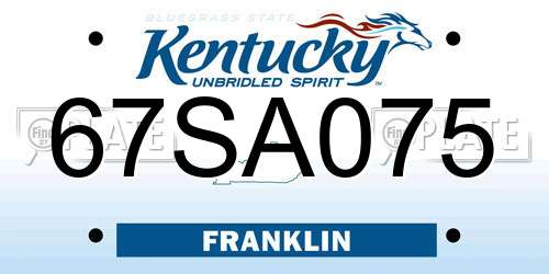 67SA075 Kentucky License Plate