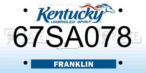 67SA078 Kentucky License Plate