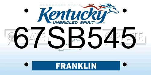 67SB545 Kentucky License Plate