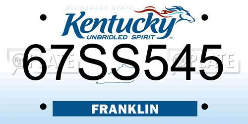 67SS545 Kentucky License Plate
