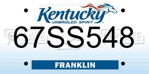 67SS548 Kentucky License Plate