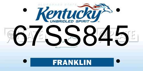 67SS845 Kentucky License Plate