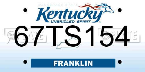 67TS154 Kentucky License Plate