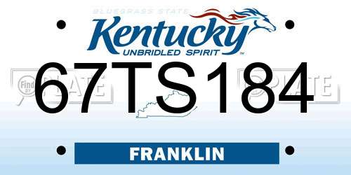 67TS184 Kentucky License Plate